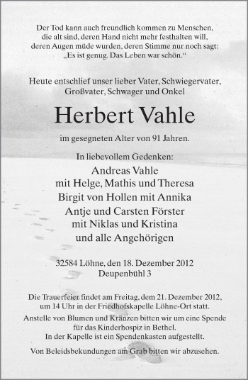 Traueranzeige von Karl-Heinz Deneke von Neue Westfälische