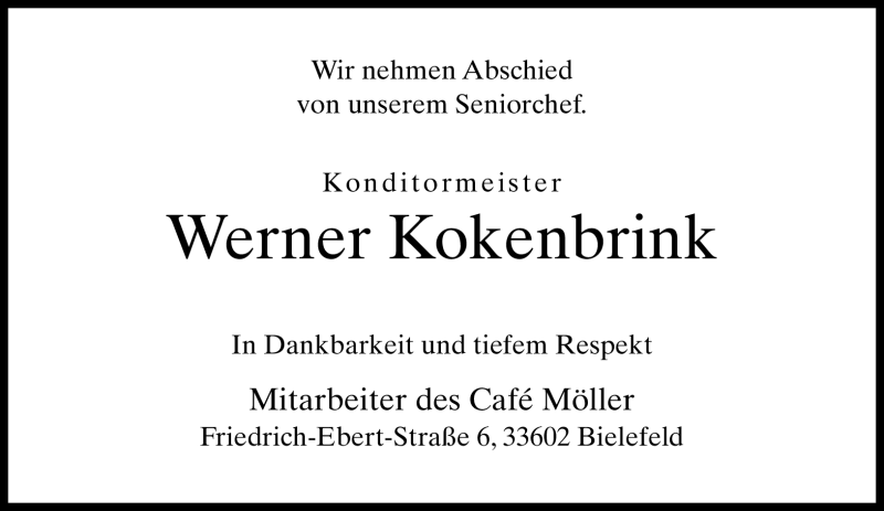  Traueranzeige für Werner Linus Kokenbrink vom 15.11.2011 aus Neue Westfälische