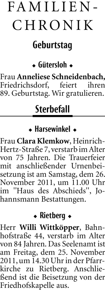 Traueranzeige von Clara Klemkow von Neue Westfälische