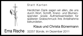 Traueranzeige von Erna Rische von Neue Westfälische