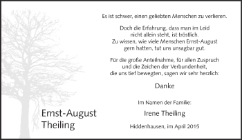 Traueranzeige von Ernst-August Theiling von Neue Westfälische