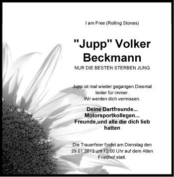 Traueranzeige von Volker Beckmann von Neue Westfälische