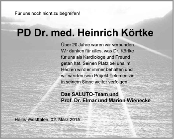 Traueranzeige von Heinrich Körtke von Neue Westfälische