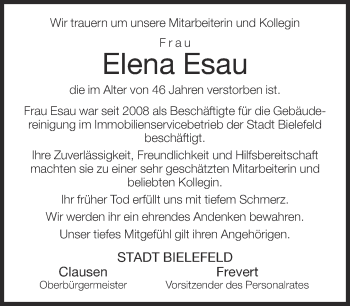 Traueranzeige von Elena Esau von Neue Westfälische