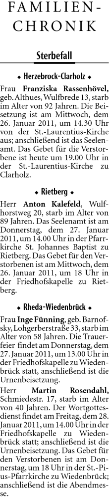 Traueranzeige von Franziska Rassenhövel von Neue Westfälische