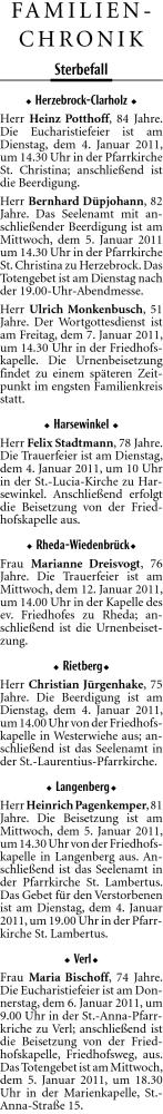  Traueranzeige für Heinz Potthoff vom 04.01.2011 aus Neue Westfälische