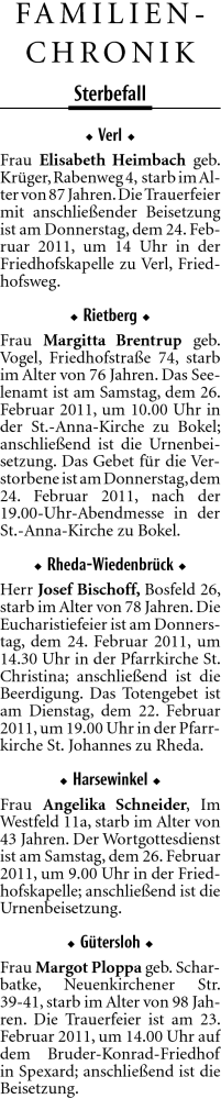 Traueranzeige von Elisabeth Heimbach von Neue Westfälische