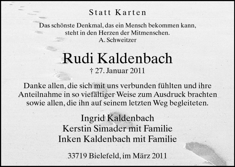  Traueranzeige für Rudi Kaldenbach vom 05.03.2011 aus Neue Westfälische