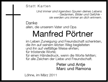 Traueranzeige von Manfred Pörtner von Neue Westfälische