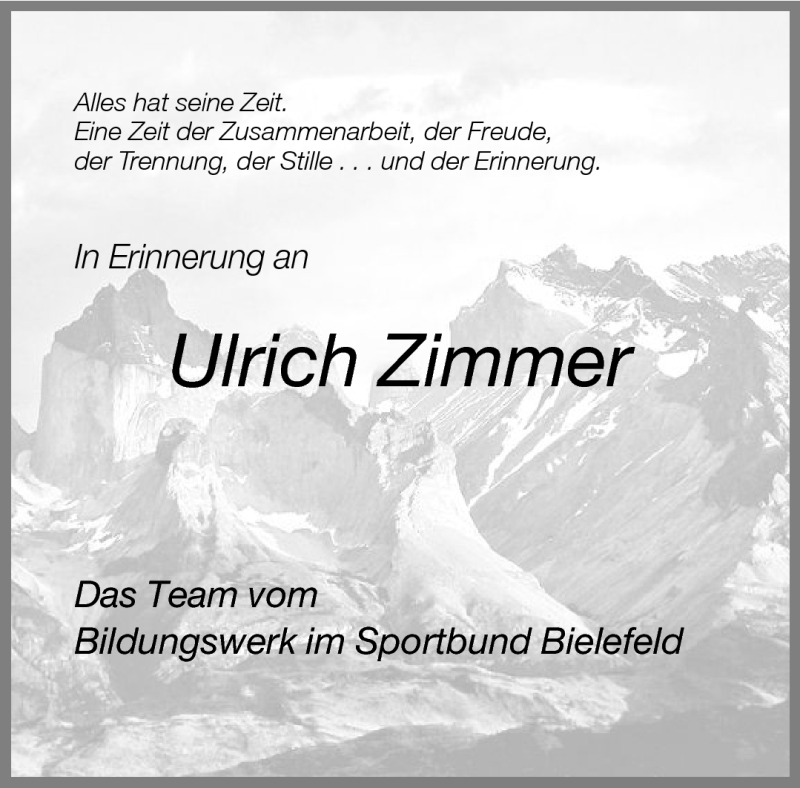  Traueranzeige für Ulrich Zimmer vom 30.03.2011 aus Neue Westfälische