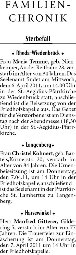 Traueranzeige von Maria Temme von Neue Westfälische