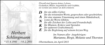 Traueranzeige von Herbert Schlingmann von Neue Westfälische