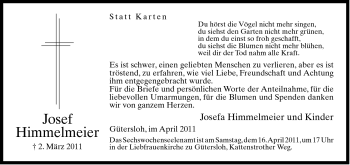 Traueranzeige von Josef Himmelmeier von Neue Westfälische