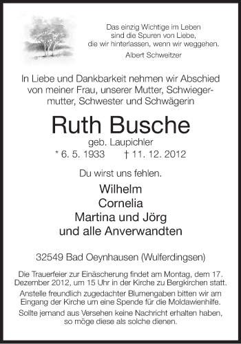 Traueranzeige von August Schmidt von Neue Westfälische