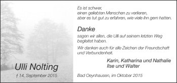 Traueranzeige von Ulli Nolting von Neue Westfälische
