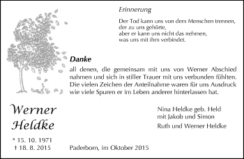 Traueranzeige von Werner Heldke von Neue Westfälische