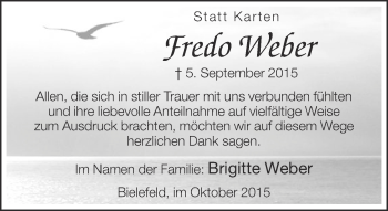 Traueranzeige von Fredo Weber von Neue Westfälische