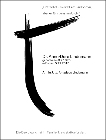 Traueranzeige von Anne-Dore Lindemann von Neue Westfälische