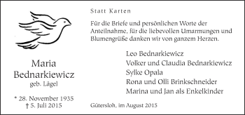 Traueranzeige von Leo Bednarkiewicz von Neue Westfälische