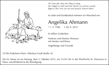 Traueranzeige von Angelika Ahmann von Neue Westfälische