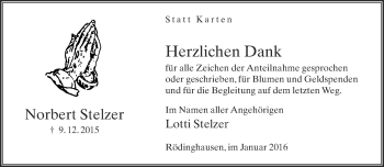 Traueranzeige von Norbert Stelzer von Neue Westfälische