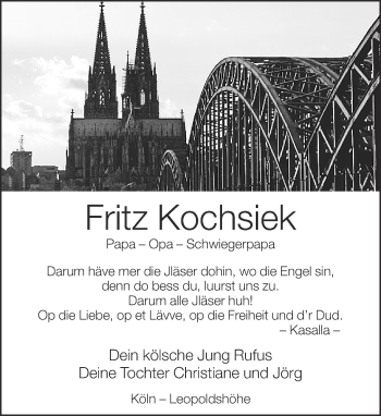 Traueranzeige von Fritz Kochsiek von Neue Westfälische