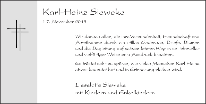  Traueranzeige für Karl-Heinz Sieweke vom 02.01.2016 aus Neue Westfälische