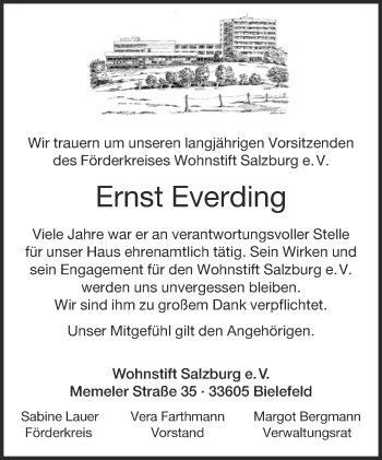 Traueranzeige von Ernst Everding von Neue Westfälische