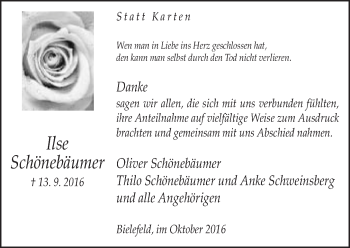 Traueranzeige von Ilse Schönebäumer von Neue Westfälische