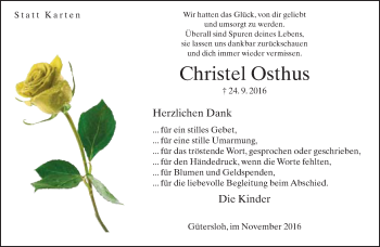 Traueranzeige von Christel Osthus von Neue Westfälische