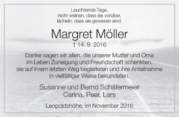 Traueranzeige von Margret Möller von Neue Westfälische