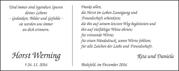 Traueranzeige von Horst Werning von Neue Westfälische
