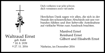 Traueranzeige von Waltraud Ernst von Neue Westfälische