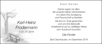 Traueranzeige von Karl-Heinz Frodermann von Neue Westfälische