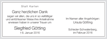 Traueranzeige von Siegfried Götting von Neue Westfälische