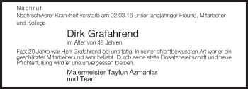 Traueranzeige von Dirk Grafahrend von Neue Westfälische