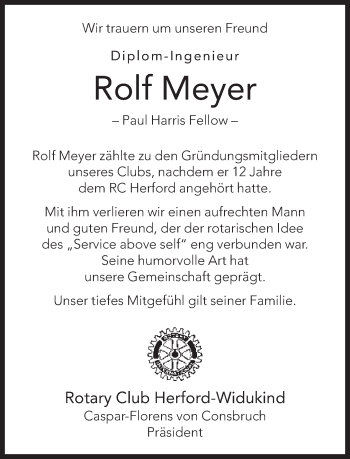 Traueranzeige von Rolf Meyer von Neue Westfälische