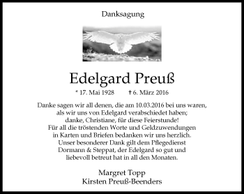 Traueranzeige von Edelgard Preuß von Neue Westfälische