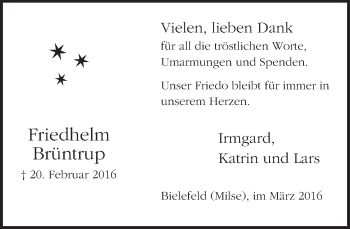 Traueranzeige von Friedhelm Brüntrup von Neue Westfälische