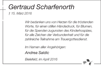 Traueranzeige von Gertraud Scharfenroth von Neue Westfälische