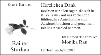 Traueranzeige von Rainer Sturhan von Neue Westfälische