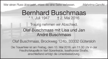 Traueranzeige von Bernhard Buschmaas von Neue Westfälische