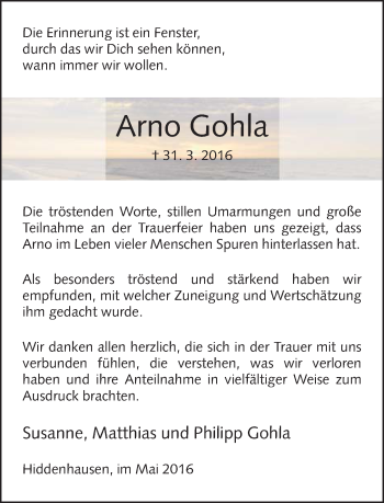 Traueranzeige von Arno Gohla von Neue Westfälische