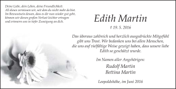 Traueranzeige von Edith Martin von Neue Westfälische