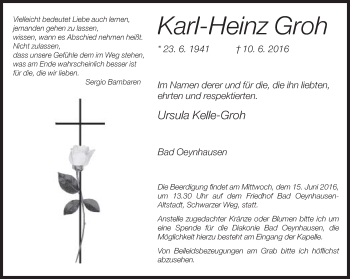 Traueranzeige von Karl-Heinz Groh von Neue Westfälische