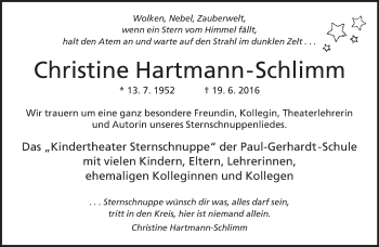 Traueranzeige von Christine Hartmann-Schlimm von Neue Westfälische
