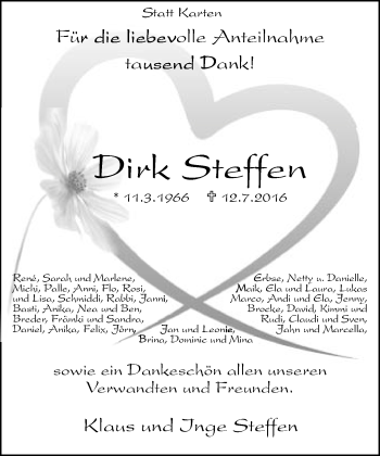 Traueranzeige von Dirk Steffen von Neue Westfälische