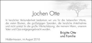 Traueranzeige von Jochen Otte von Neue Westfälische