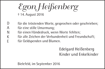 Traueranzeige von Egon Heißenberg von Neue Westfälische