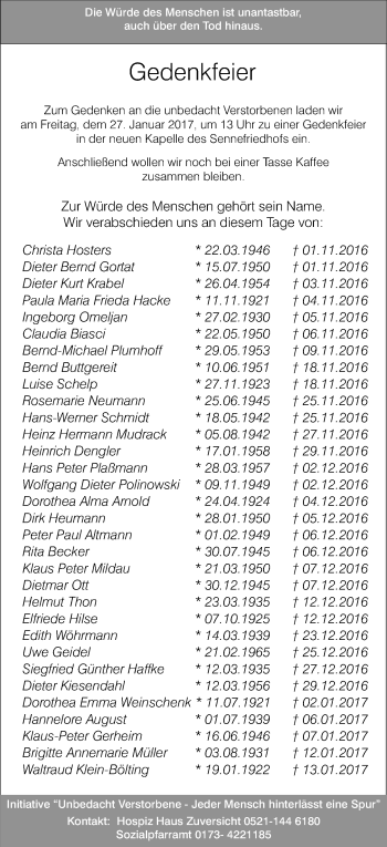 Traueranzeige von Im Gedenken  von Neue Westfälische